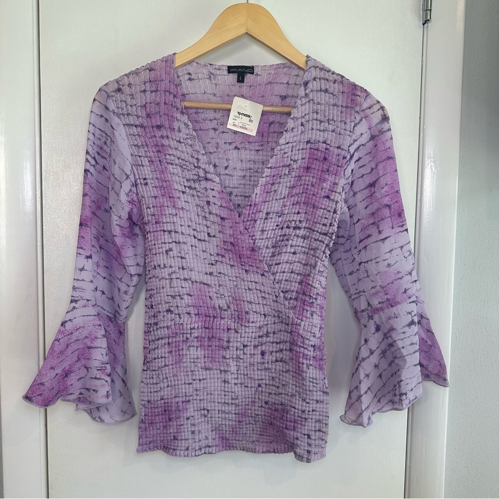 Piano Y2K Fitted Fairy Blouse. NWT. Size: Large. Color: Purple.